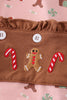 Pink christmas gingerbread girl ruffle zip romper