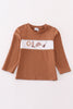 Brown dot smocked western embroidery boy top