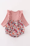 Pink floral girl ruffle bubble