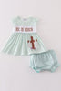 Easter he is risen embroidery girl bloomer set