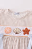 Khaki shells starfish french knot girl set