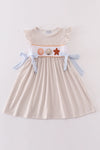 Khaki shells starfish french knot girl dress