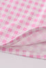 Pink golf embroidery gingham girl dress