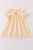 Beige easter cross french knot girl dress