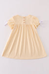 Beige easter cross french knot girl dress