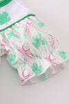 Green lucky clover bow embroidery girl bubble