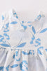 Blue Porcelain Petals print girl bubble