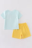 Mint lemon embroidery boy set