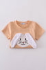 Orange floral bunny applique set