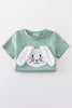 Green bunny applique set
