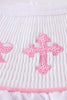 Pink cross embroider smocked set