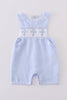 Blue cross embroider smocked set