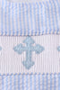 Blue cross embroider smocked set