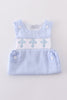 Blue cross embroider smocked set