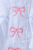Blue Bow Embroidered Stripe Bubble