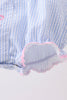 Blue Bow Embroidered Stripe Bubble
