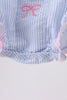 Blue Bow Embroidered Stripe Bubble