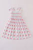 Bow embroidery smocked dress