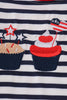 Blue stripe cake embroidery top
