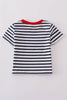 Blue stripe cake embroidery top