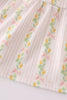 Pink lemon print bow smocked tiered mom&me dress