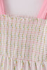 Pink lemon print bow smocked tiered mom&me dress