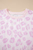 Pink Leopard Two Piece Top and Pants Set