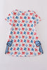 Bow applique print mom&me dress