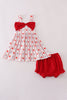 Red apple bow bloomer set