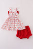 Red apple bow bloomer set