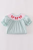 Blue bow pearl smocked dress