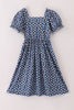 Navy daisy print mom dress