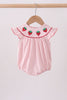Pink strawberry embroidery gingham bubble