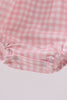 Pink strawberry embroidery gingham bubble