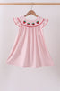 Pink strawberry embroidery gingham dress