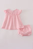 Pink floral smocked bloomer set