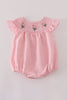 Pink floral smocked bubble
