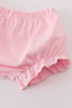 Pink bow embroidery dot bloomer set