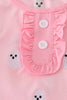Pink ghost embroidery ruffle pajamas set