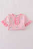 Pink ghost embroidery ruffle pajamas set