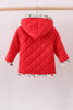 Red floral print ruffle quilted jacket