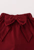 Maroon Mississippi embroidery bow skorts set