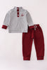 Maroon Mississippi embroidery pants set