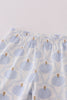 Blue pumpkin embroidery pants set