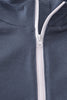 Navy character embroidery zip pull over