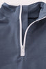 Navy character embroidery zip pull over