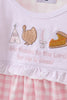 Pink plaid print turkey embroidery girl bubble