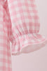 Pink plaid print turkey embroidery girl bubble