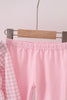 Pink plaid print turkey embroidery girl set