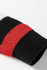 Black Contrast Striped Trim V Neck Drop Shoulder Sweater